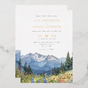 Watercolor Mountain Wildflower Wedding QR Code