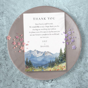 Watercolor Mountain Wildflower Wedding Thank You Place Card
