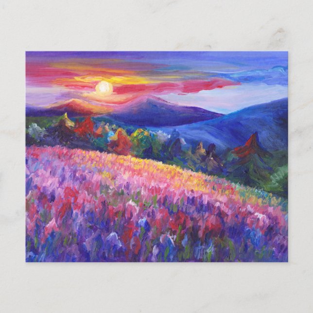 Watercolor mountain wildflowers background (Front)