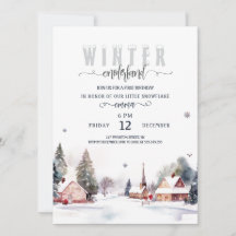 Watercolor Mountain Winter onederland 1st birthday