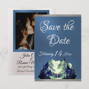 Watercolor Mountains 2 Blue 2 Save The Date