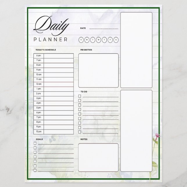 Watercolor mountains and flowers planner (Front)