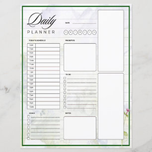 Watercolor mountains and flowers planner