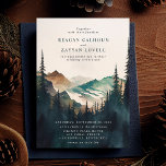Watercolor Mountains And Pine Forest Wedding Invitation<br><div class="desc">Introducing our Watercolor Mountains And Pine Forest Rustic Wedding Invitation, a stunning way to invite your guests to your special day! This invitation features a breathtaking watercolor illustration of mountains and pines, creating a serene and natural backdrop for your rustic wedding. The soft pastel colours of the watercolor in hues...</div>