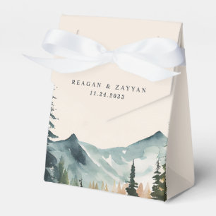 Watercolor Mountains And Pines Wedding Favour Box