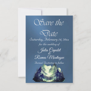 Watercolor Mountains Blue 2 Save The Date