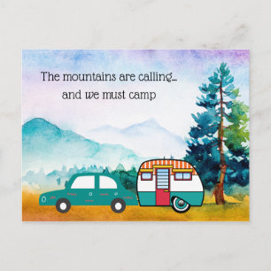 Watercolor Mountains Car and Camper Address Change Postcard