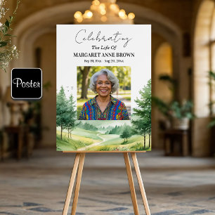 Watercolor Mountains Celebration Of Life Photo Poster