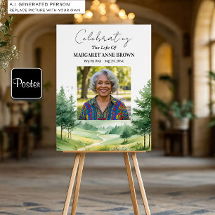 Watercolor Mountains Celebration Of Life Photo Poster