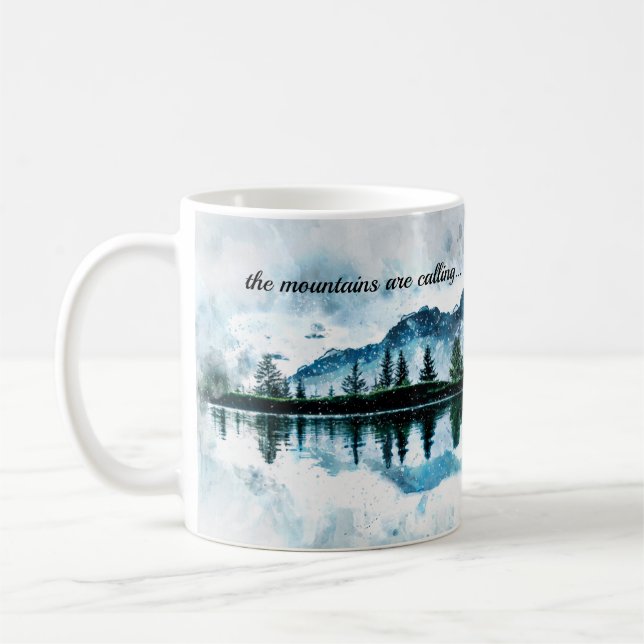Watercolor Mountains  Coffee Mug (Left)