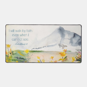 Watercolor Mountains Inspirational Scripture Desk Mat