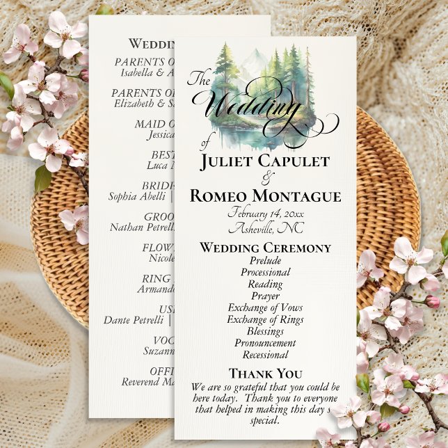 Watercolor Mountains - Ivory Wedding Programme (Creator Uploaded)
