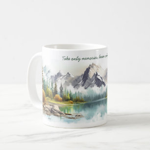 Watercolor Mountains & Lake Landscape with Quotes Coffee Mug
