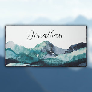 Watercolor Mountains Landscape Desk Mat