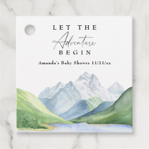 Watercolor mountains - Let the adventure begin Favour Tags