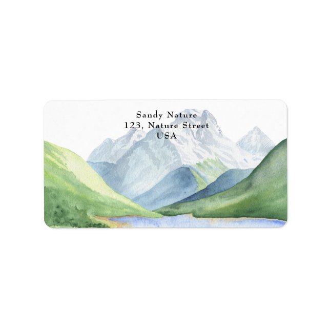 Watercolor mountains - Let the adventure begin Label (Front)