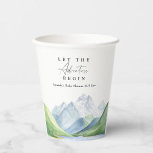 Watercolor mountains - Let the adventure begin Paper Cups