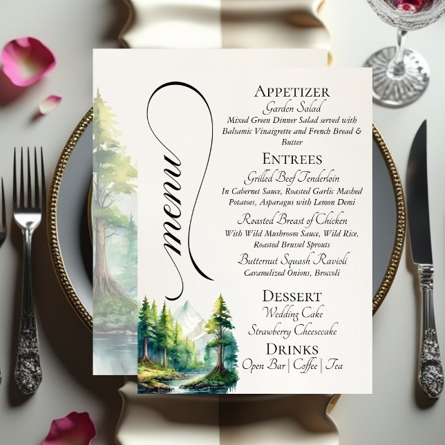  Watercolor Mountains & Monogram Menu (Creator Uploaded)