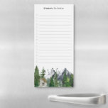 Watercolor Mountains Nature Forest Trees Checklist Magnetic Notepad<br><div class="desc">Customisable text/name lined to-do checklist with watercolor painted landscape with mountains,  forest,  and a cabin.</div>