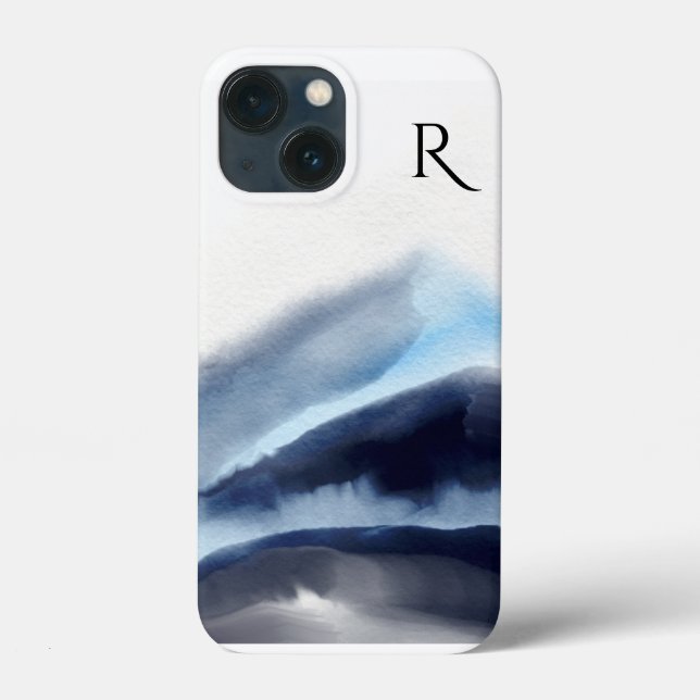 Watercolor Mountains Painting Monogrammed Case-Mate iPhone Case (Back)