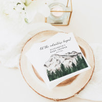 Watercolor Mountains Pine Forest Baby Shower
