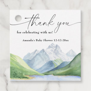 Watercolor mountains Thank you Favour Tags
