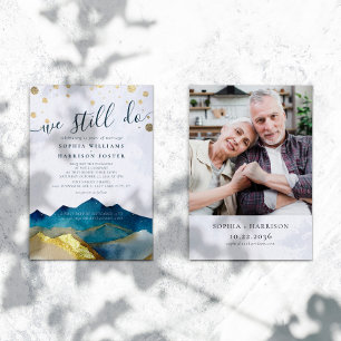 Watercolor Mountains We Still Do Vow Renewal Photo Invitation