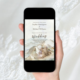 Watercolor Mountains Wedding Digital Invitation 