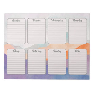 Watercolor Mountains Weekly Planner Tear Away Notepad
