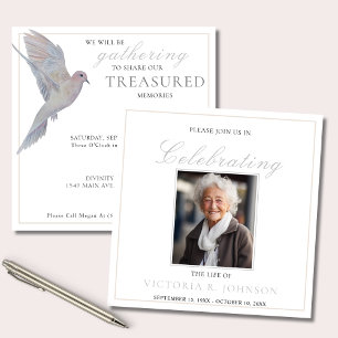 Watercolor Mourning Dove Celebration of Life Photo Invitation