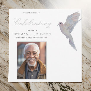 Watercolor Mourning Dove Celebration of Life Photo Invitation