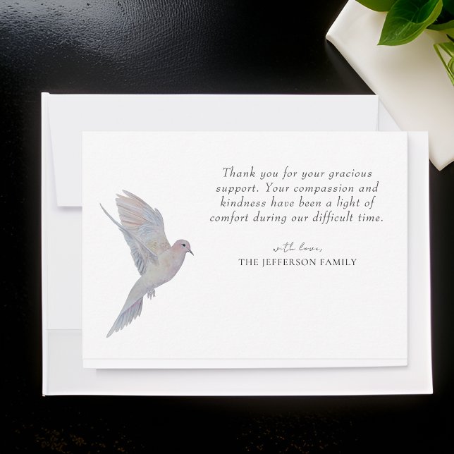 Watercolor Mourning Dove Funeral Thank You Card (Creator Uploaded)