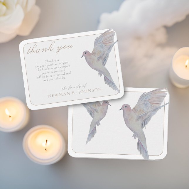 Watercolor Mourning Dove Memorial Thank You Card (Creator Uploaded)