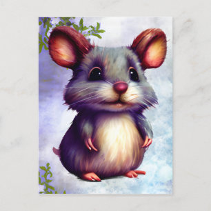 Watercolor Mouse Graphic Postcard