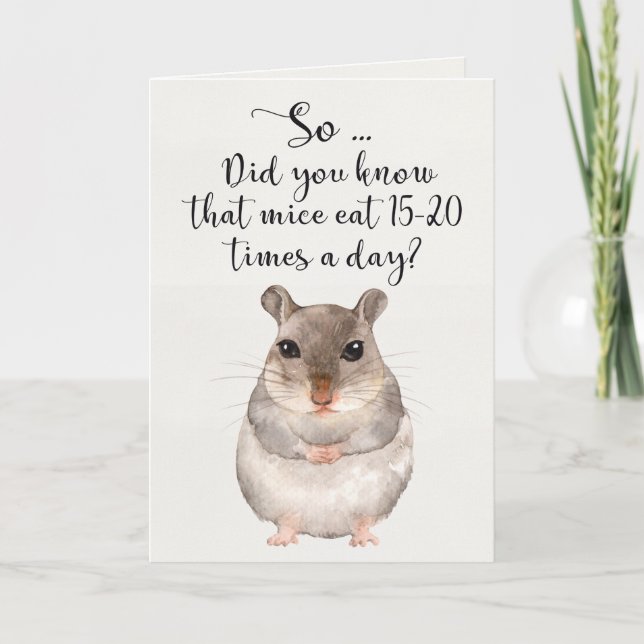 Watercolor Mouse Humour Happy Birthday Card (Front)