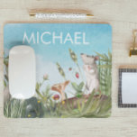 Watercolor Mouse in Field Cottagecore  Mouse Mat<br><div class="desc">This design may be personalised in the area provided by changing the photo and/or text. Or it can be customised by clicking Personalise this Template and then choosing the click to customise further option and delete or change the colour of the background, add text, change the text colour or style,...</div>