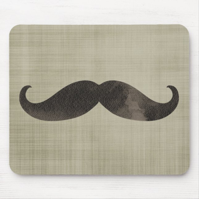 Watercolor Moustache Mouse Mat (Front)