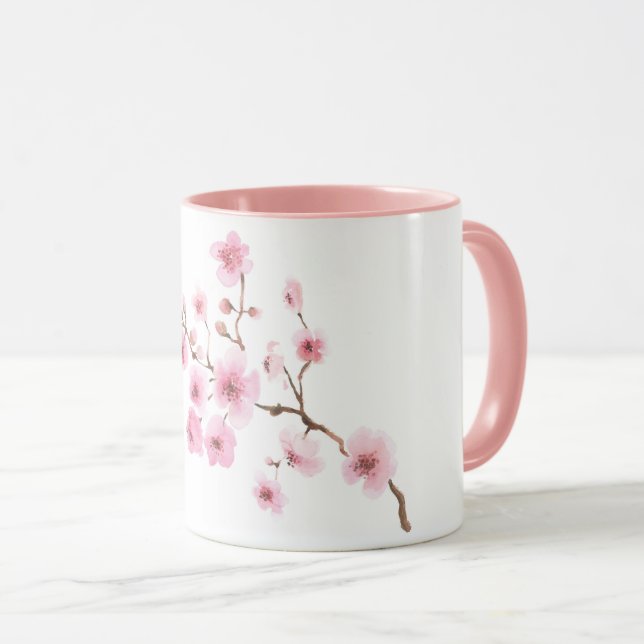 Watercolor Mug Cherry flowers (Front Right)
