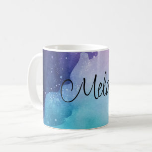 Watercolor multi-colour Custom Name Coffee Mug