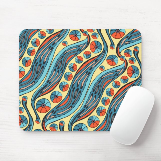 Watercolor Multicolor Wavy  Mouse Mat (With Mouse)