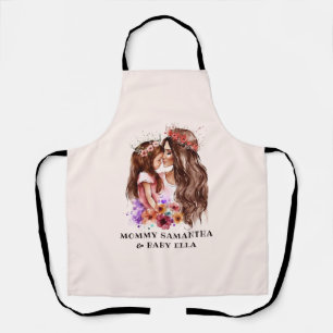 Watercolor Mum and Daughter (5) Apron