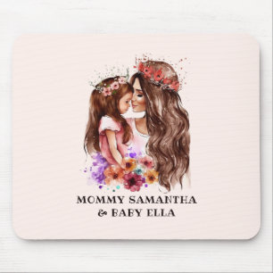 Watercolor Mum and Daughter (5) Mouse Mat