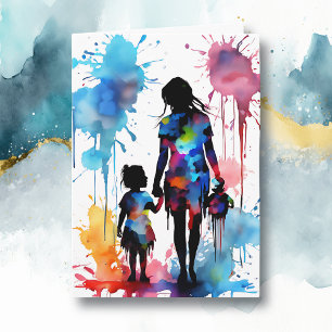 Watercolor Mum and Daughter   Mother's Day Card