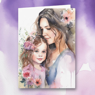 Watercolor Mum and Daughter   Mother's Day Card