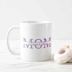 Watercolor Mum split Monogram with kids names Coffee Mug