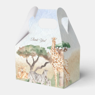 Watercolor Mummy and Baby African Animal Thank You Favour Box