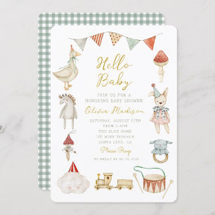 Watercolor Mushroom and Baby Shower Whimsical Invitation