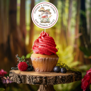 Watercolor Mushroom Baby Shower Favour Sticker