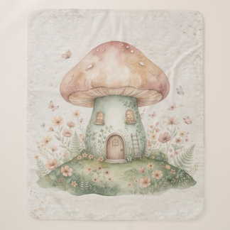 Watercolor Mushroom Blanket for Kids, Cute Woodlan