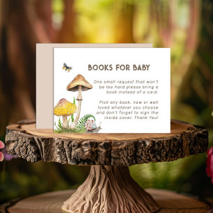 Watercolor Mushroom Books for Baby Card Woodland